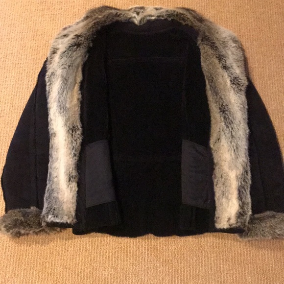 Shearling Leather jacket w/ fur trim made in USA by Skea. Fits like a size 8. - Picture 8 of 8